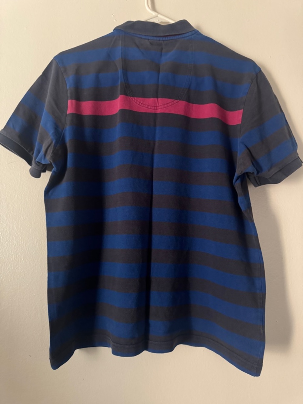 BOSS Polo Shirt in Pink, Blue and Navy with Green Trim - Picture 6 of 6